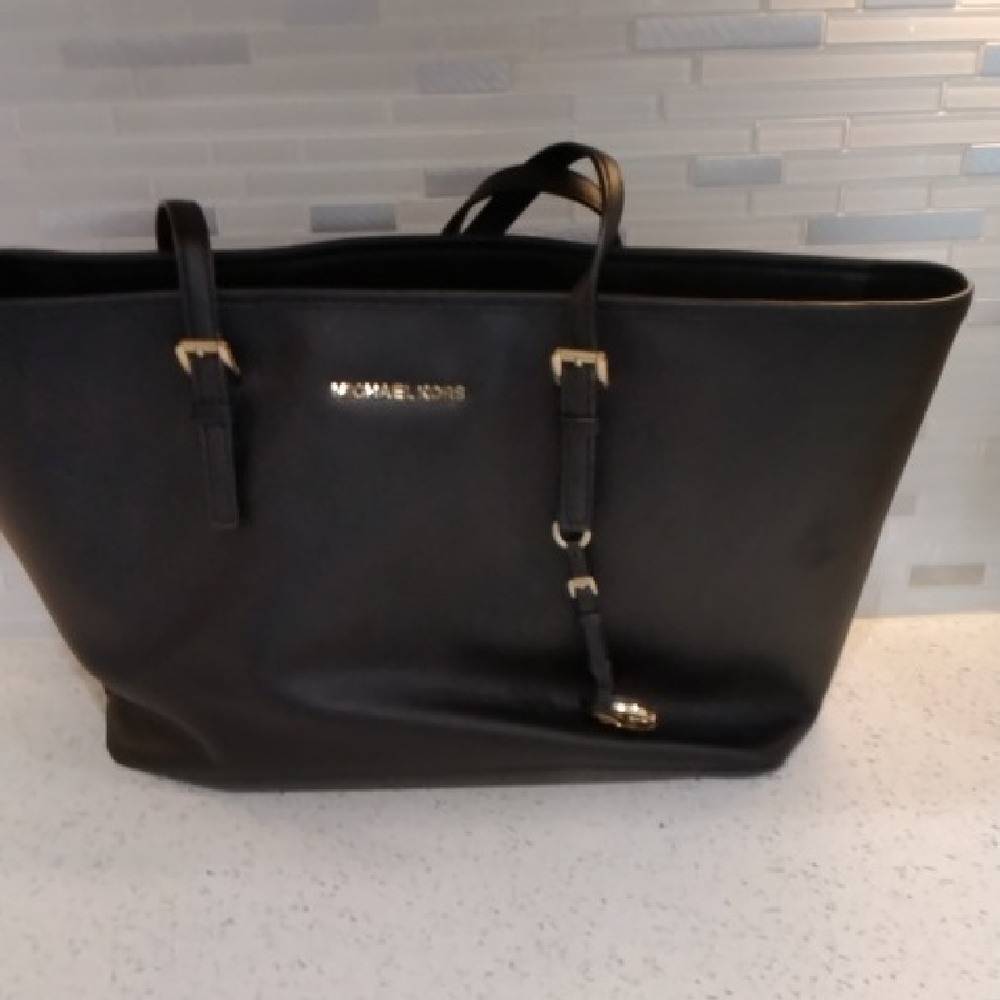 Michael Kors Black Tote with Gold Accents